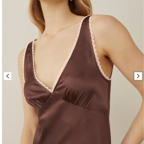 Reformation Brown Keaton Silk Mini Dress in Cafe - Picture 2 of 8